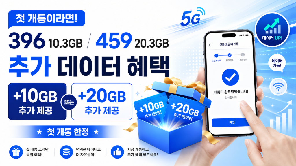 첫 개통혜택 요금제 396 10.3GB VS 459 20.3GB