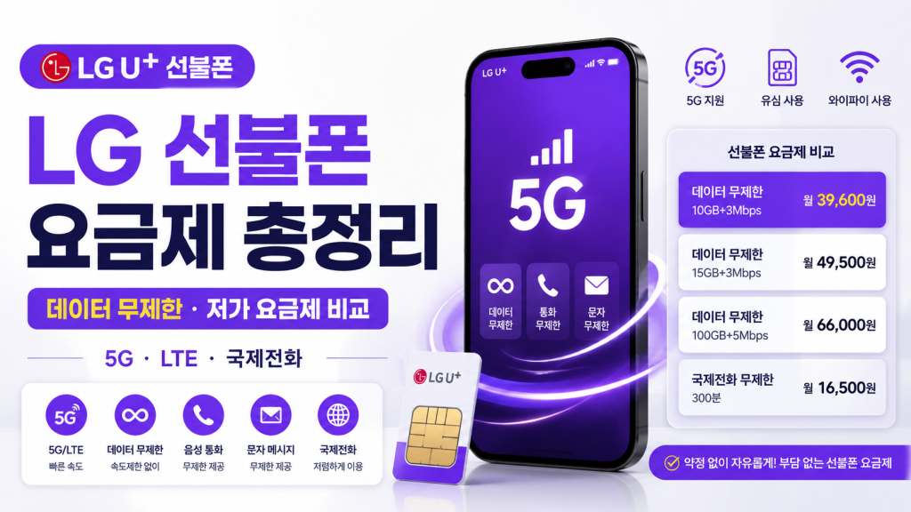 LG 선불폰 요금제 총정리｜데이터 무제한부터 저가 요금제까지 한눈에 비교
