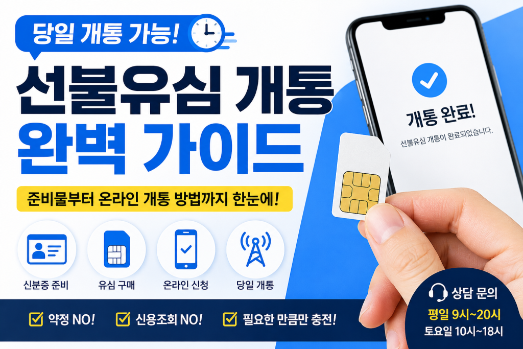 선불유심 개통, 처음이라면? 준비물부터 온라인 당일 개통까지 완벽 가이드