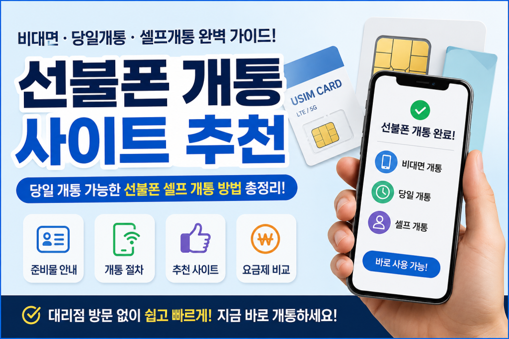 선불폰 개통 사이트 추천｜비대면 당일 셀프 개통 방법 총정리