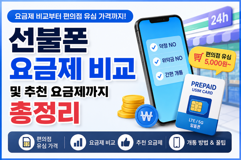 선불폰 요금제 비교 및 추천 요금제까지 총정리