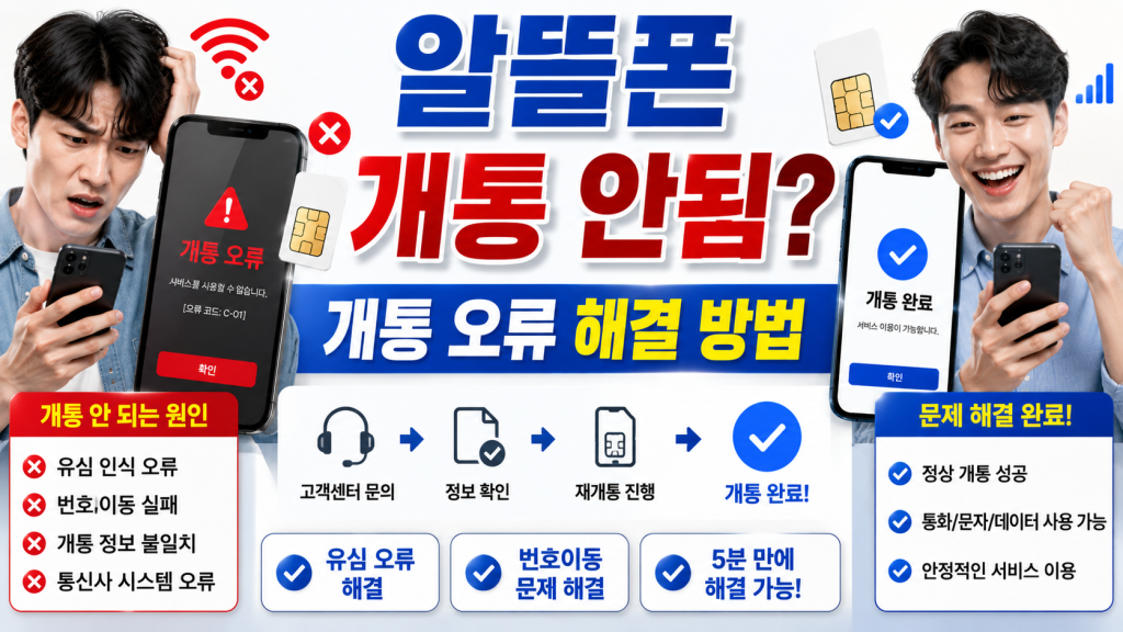 알뜰폰 개통 안됨 개통 오류 해결