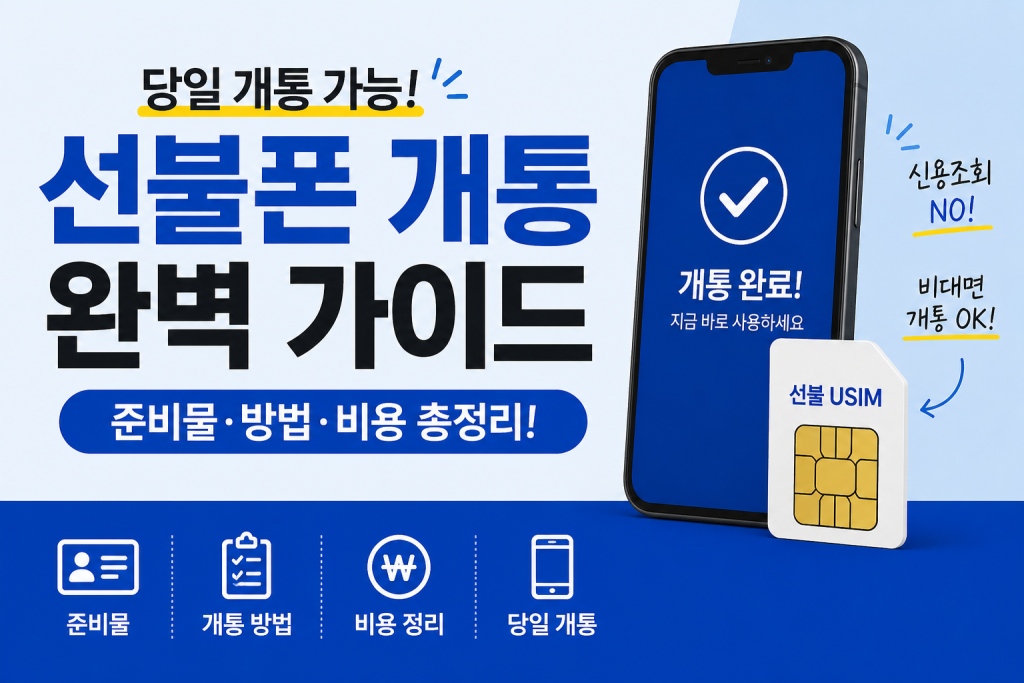 선불폰 개통 방법 총정리|당일 개통부터 준비물·비용까지 1 선불폰 개통 방법 총정리|당일 개통부터 준비물·비용까지