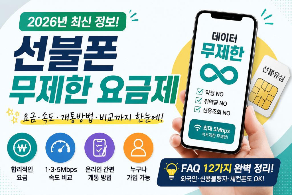 선불폰 무제한 요금제 총정리｜데이터 속도, 요금 비교, 개통 방법까지