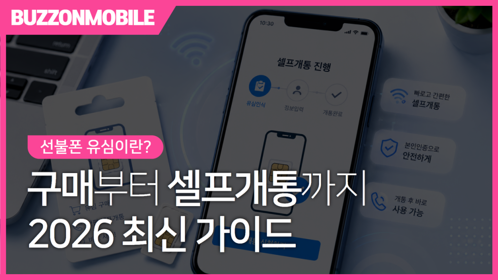 선불폰 유심 안내 이미지. 선불유심 구매부터 셀프개통 방법까지 한눈에 확인할 수 있는 2026 최신 가이드