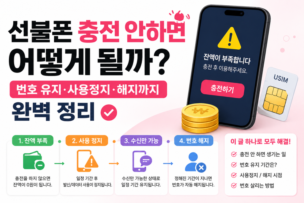 선불폰 충전 안하면 어떻게 될까? 번호 유지·사용정지·해지까지 완벽 정리