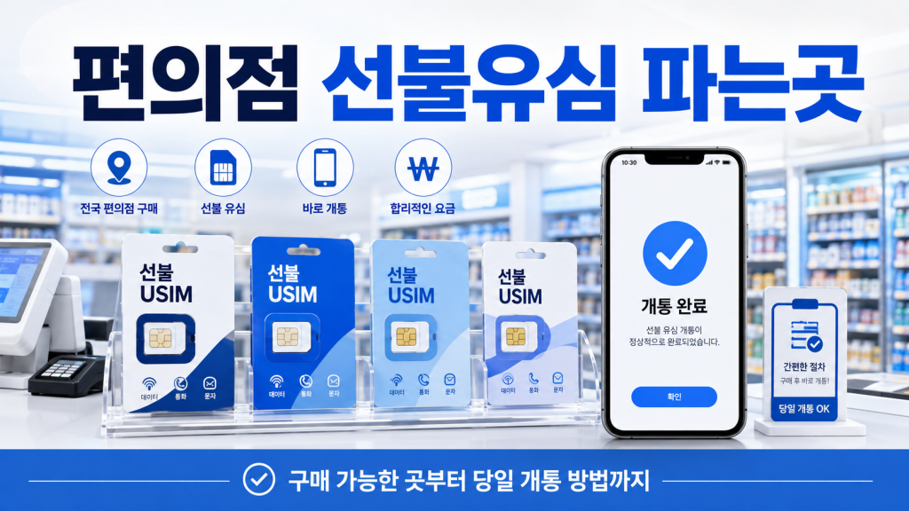 편의점 선불유심 파는곳 총정리｜CU·GS25·세븐일레븐 구매부터 당일 개통까지